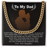 Necklace for Dad From Daughter, You Will Always Be My Greatest Hero, Birthday Gift, Father's Day Gift for Dad, Cuban Link Chain Necklace