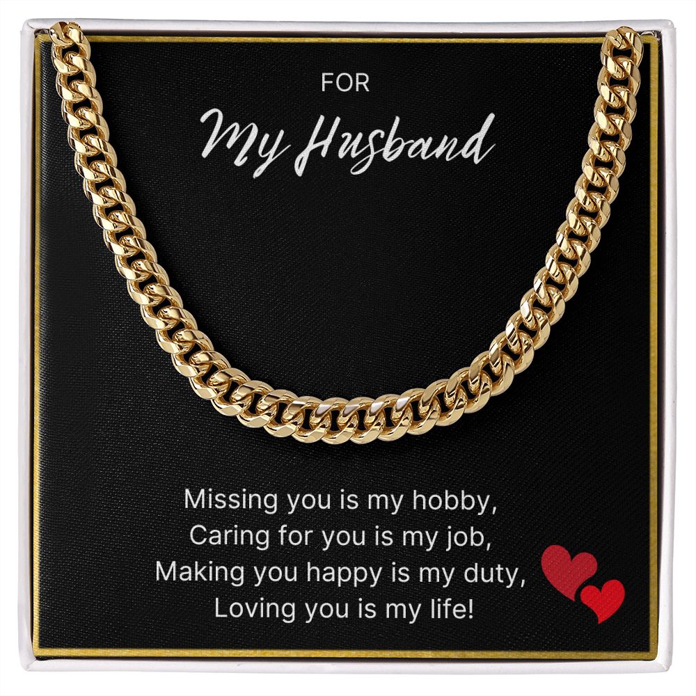 For My Husband necklace, Loving You Is My Life - Cuban Link Chain For Husband
