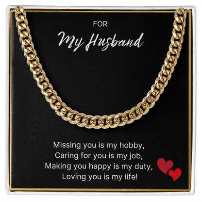 For My Husband necklace, Loving You Is My Life - Cuban Link Chain For Husband