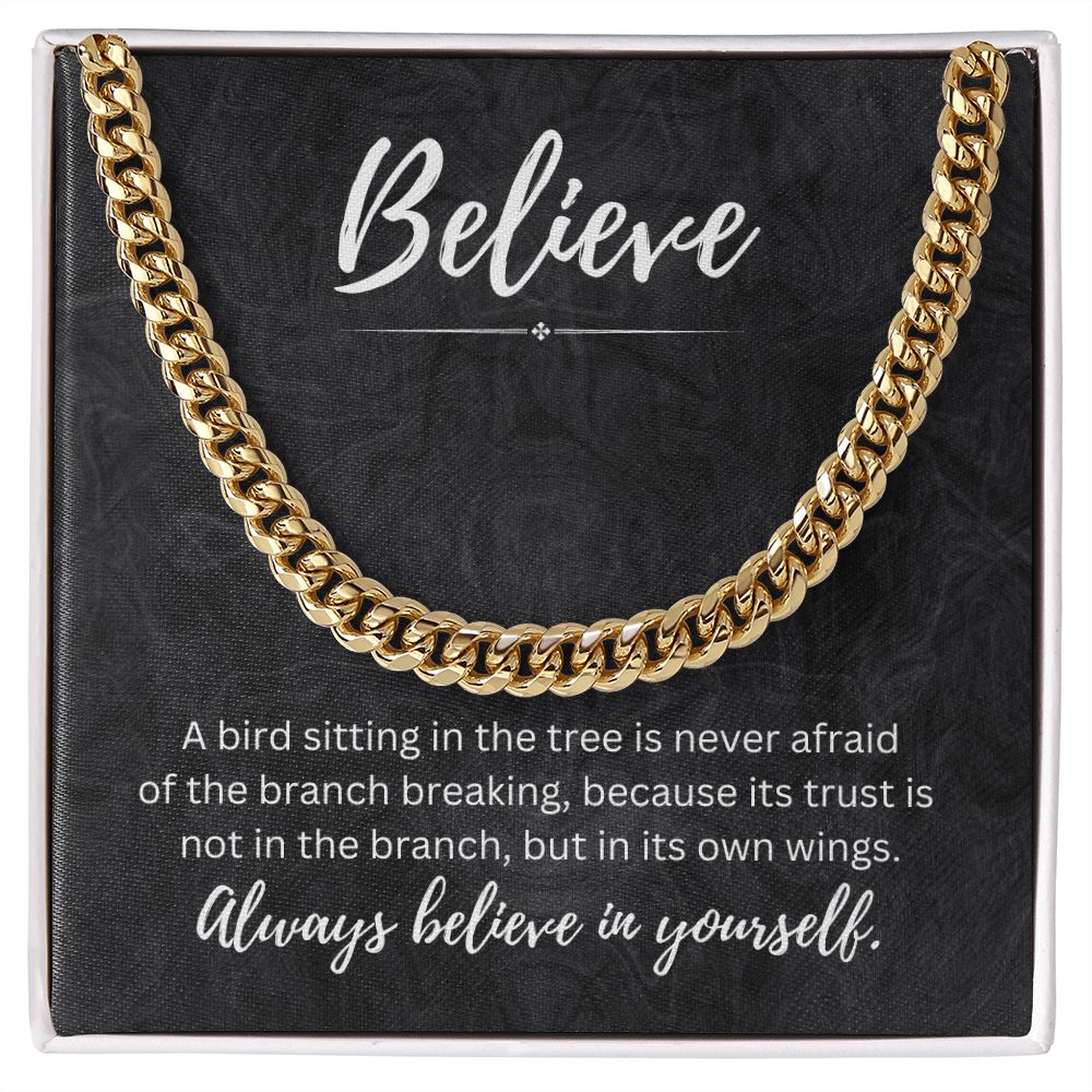 Believe In Yourself Cuban Chain Link Necklace Gift For Mom, necklace For Wife, Gift For Mother's Day