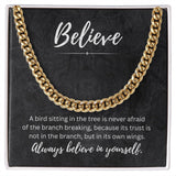 Believe In Yourself Cuban Chain Link Necklace Gift For Mom, necklace For Wife, Gift For Mother's Day