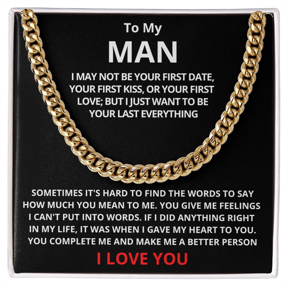 To My Man Cuban Link Chain (Stainless Steel) Gift For Mom, necklace For Wife, Gift For Mother's Day