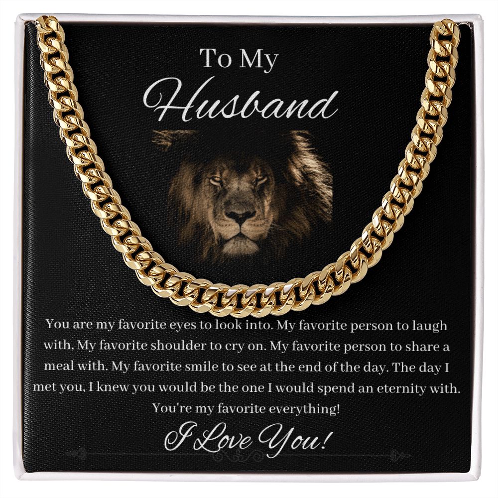To My Husband - My Favorite Everything - Cuban Link Chain Gift For Mom, necklace For Wife, Gift For Mother's Day
