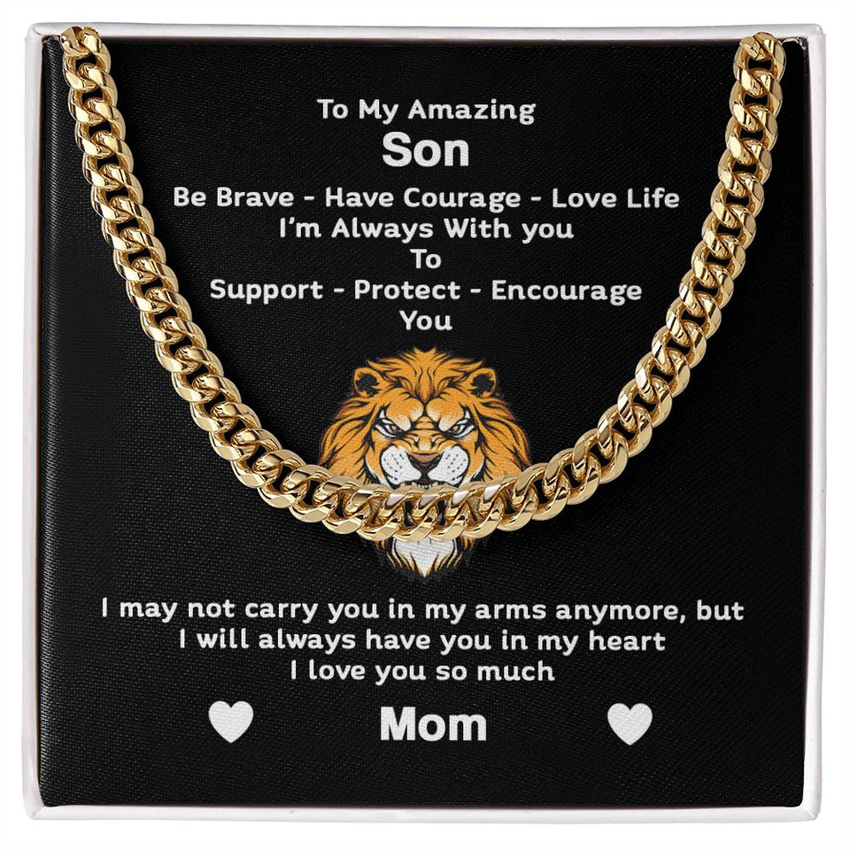 To My Son From Mom I Be Brave Have Love Life I Cuban Link Chain Necklace