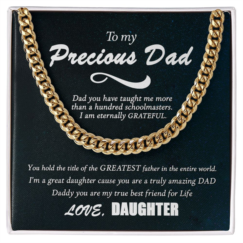 Father's Day Necklace Gift For Dad From Daughter, To My Dad Cuban Link Chain