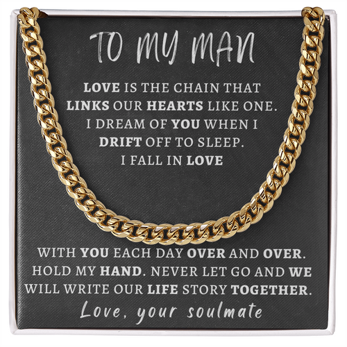 Necklace for Man - We Will Write Our Life Story Together, Birthday Gift for Man, Anniversary Gift, Cuban Link Chain Necklace