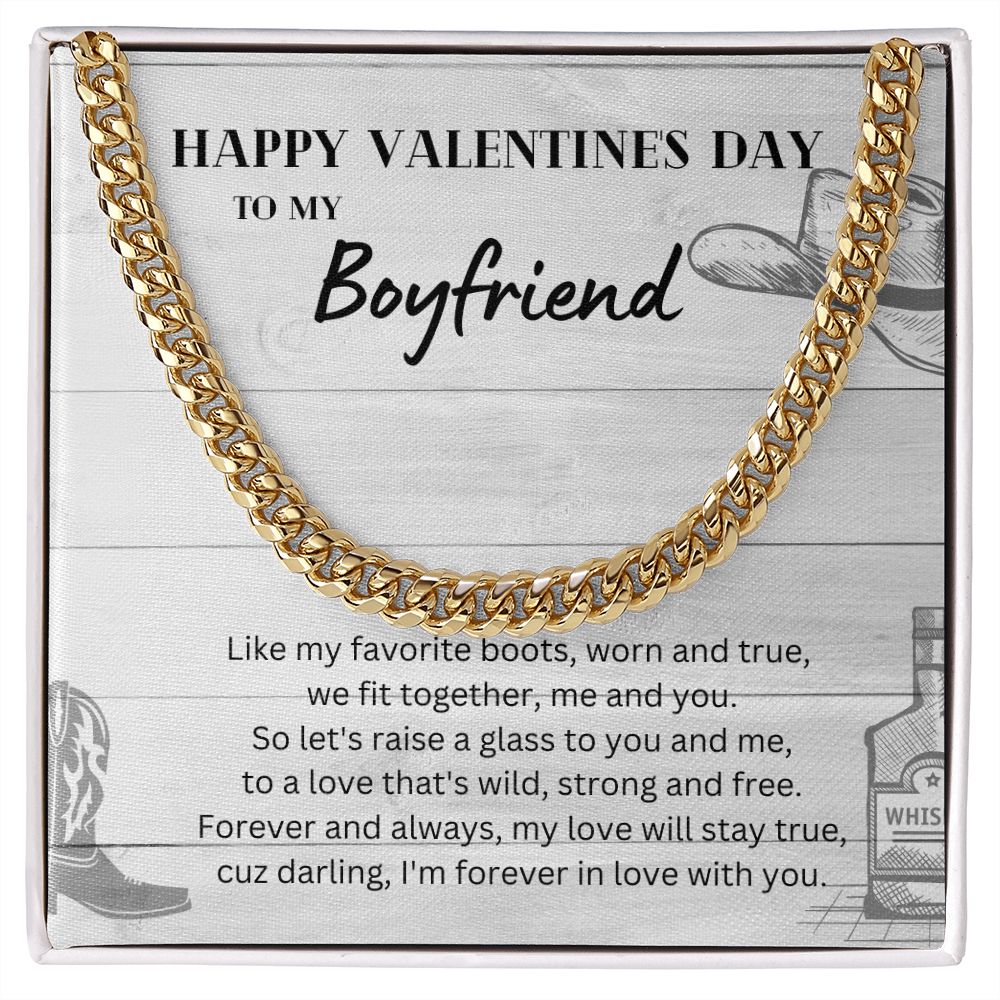 Happy Valentine's Day To My Boyfriend Cuban Link Chain Necklace Gift For Mom, necklace For Wife, Gift For Mother's Day