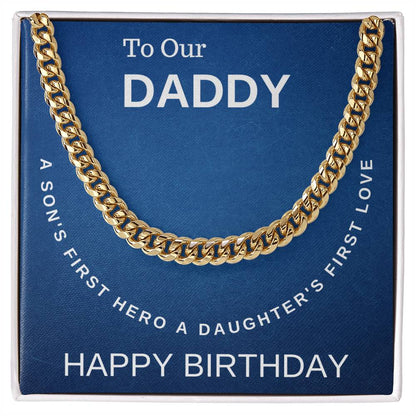 Daddy Happy Birthday Cuban Link Chain Men's Necklace
