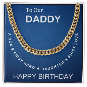 Daddy Happy Birthday Cuban Link Chain Men's Necklace