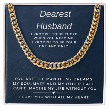 Dearest Husband Cuban Link Chain Necklace for Men