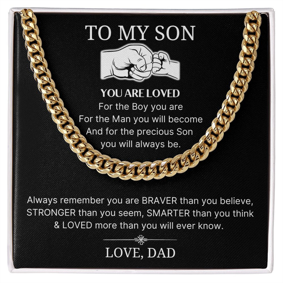 Loved More Than You Will Ever Know - Length Adjustable Cuban Link Chain For Son