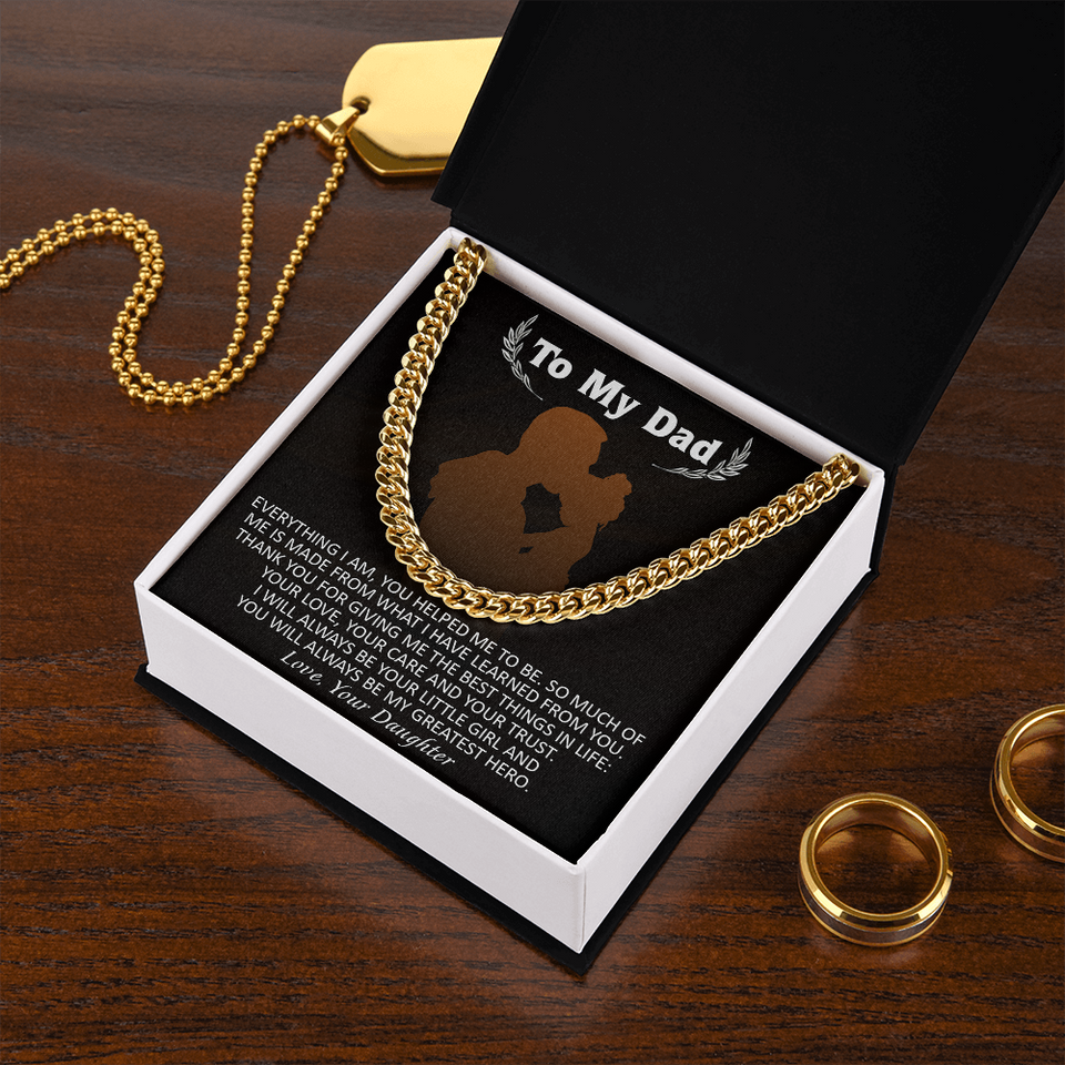 Necklace for Dad From Daughter, You Will Always Be My Greatest Hero, Birthday Gift, Father's Day Gift for Dad, Cuban Link Chain Necklace