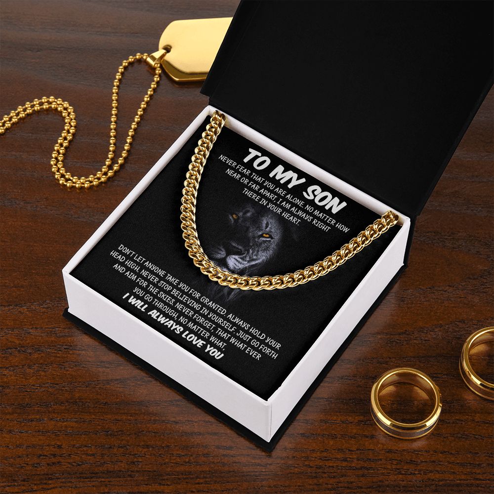 My Son | Never Fear - Cuban Link Chain Gift For Mom, necklace For Wife, Gift For Mother's Day