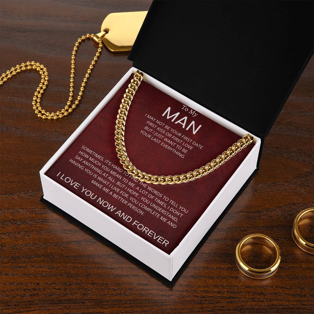 To My Man Cuban Link Chain Necklace Gift for Boyfriend Husband or Soulmate