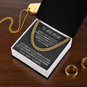Necklace for Man - We Will Write Our Life Story Together, Birthday Gift for Man, Anniversary Gift, Cuban Link Chain Necklace