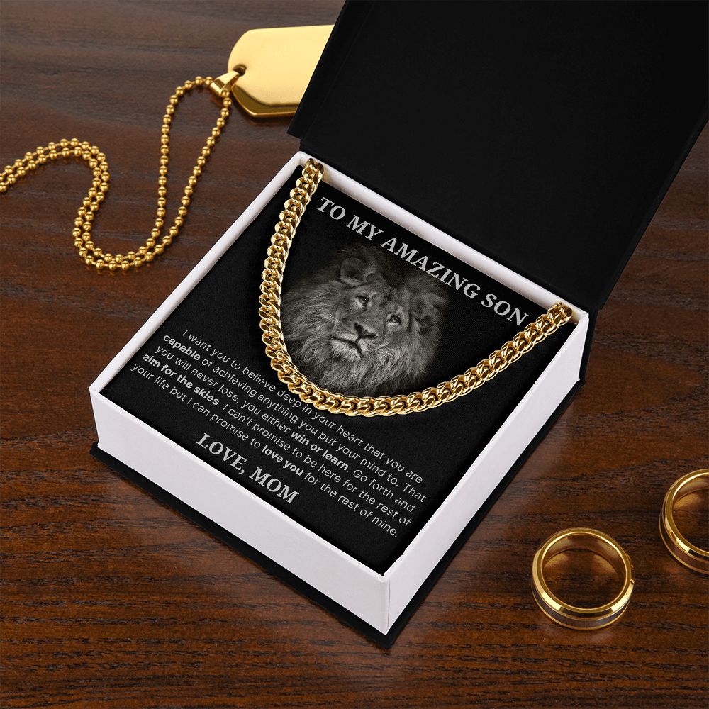 To My Amazing Son necklace, Believe - Length Adjustable Cuban Link Chain For Son