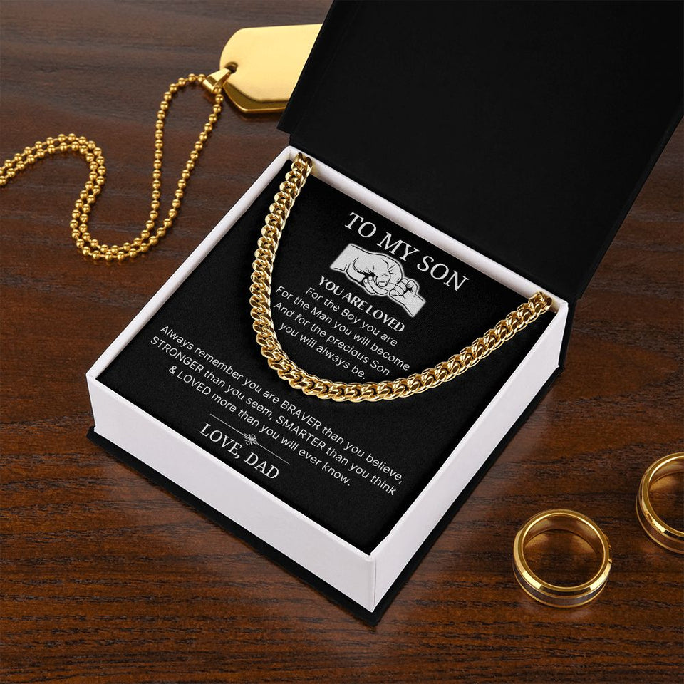 Loved More Than You Will Ever Know - Length Adjustable Cuban Link Chain For Son
