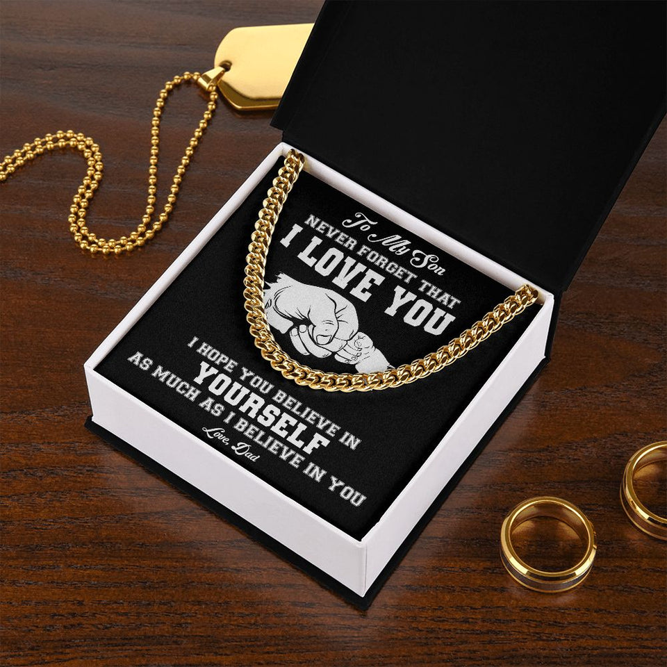 My Son | Never Forget - Cuban Link Chain Gift For Mom, necklace For Wife, Gift For Mother's Day