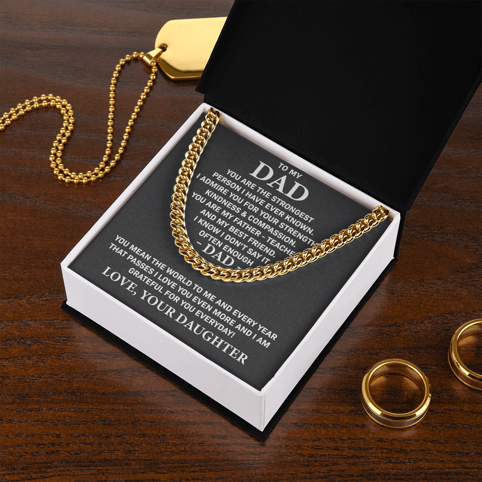 To My Dad - You are my father teacher and my best friend, Gift for Dad, Birthday Gift, Father's Day Gift, Cuban Link Chain Necklace