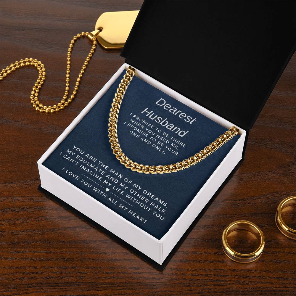 Dearest Husband Cuban Link Chain Necklace for Men
