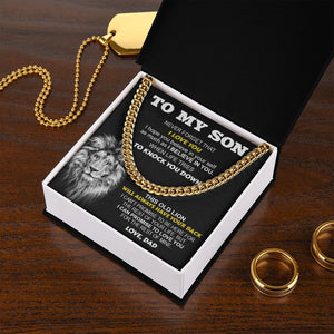 To My Son From Dad | When Life Tries To Knock You Down | Cuban Link Chain Necklace