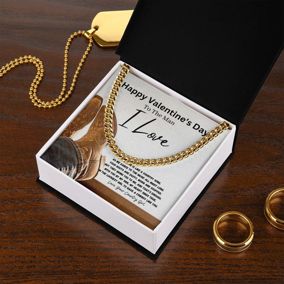 Happy Valentine's Day To The Man I Love Cuban Link Chain Necklace Gift For Mom, necklace For Wife, Gift For Mother's Day