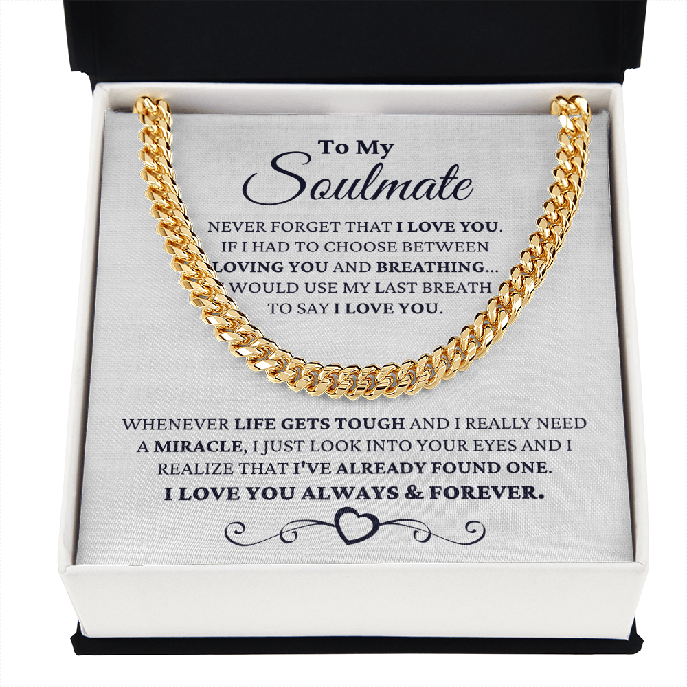 Gift for Soulmate I Just Look Into Your Eyes, Necklace For Him, Necklace for Husband, Gift for Boyfriend's, Cuban Link Chain Necklace