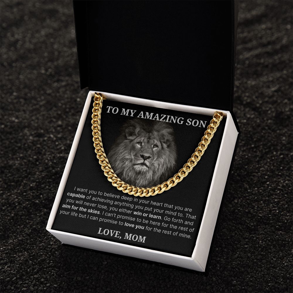 To My Amazing Son necklace, Believe - Length Adjustable Cuban Link Chain For Son