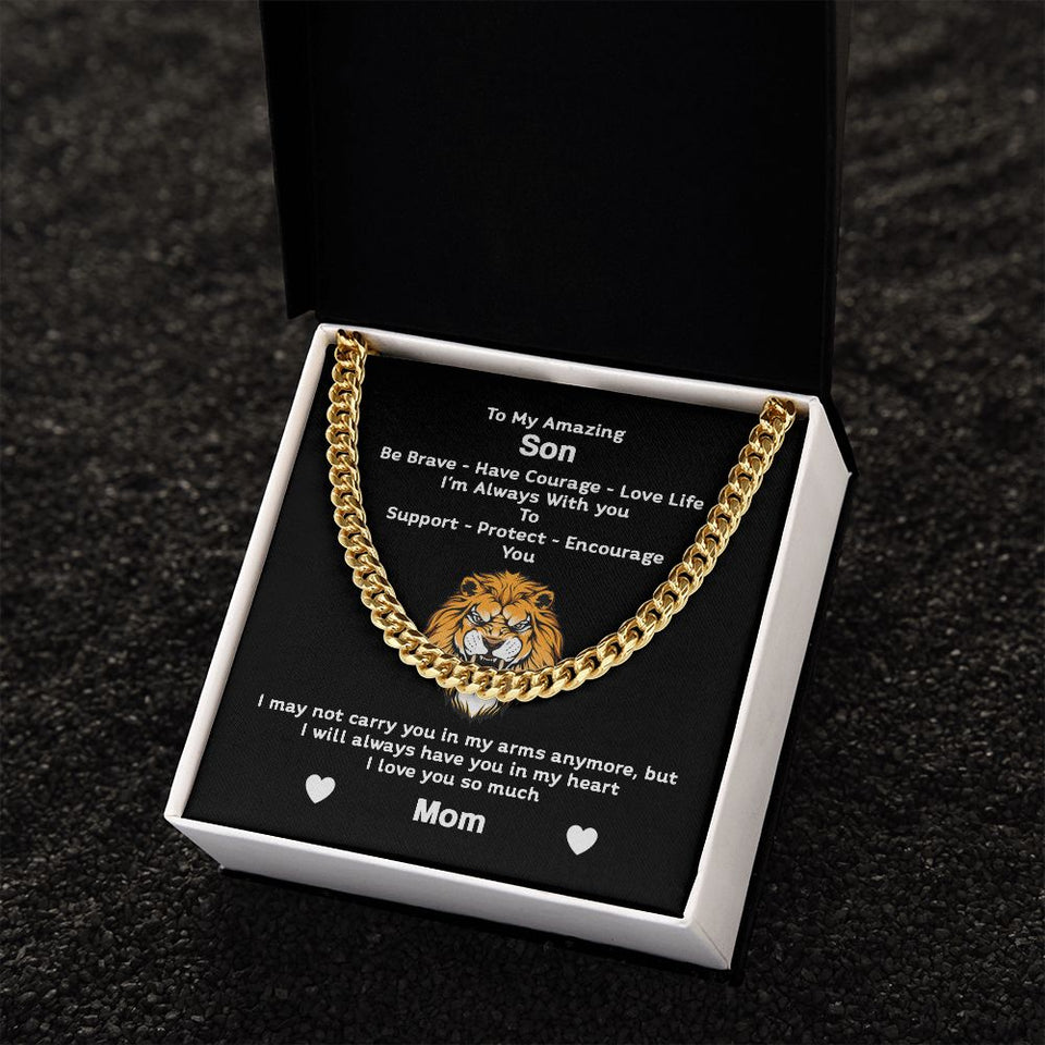 To My Son From Mom I Be Brave Have Love Life I Cuban Link Chain Necklace