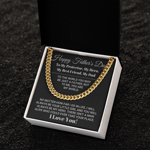 Cuban Link Chain Necklace Gift for Dad - My Dad My World Father's Day Gift, Necklace for Father