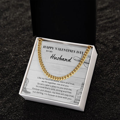 Happy Valentine's Day To My Husband Cuban Link Chain Necklace Gift For Mom, necklace For Wife, Gift For Mother's Day