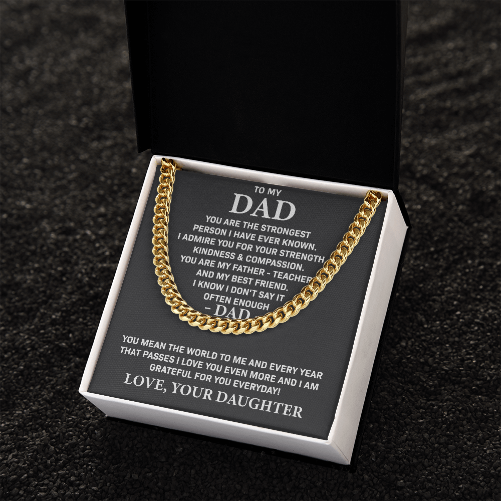 To My Dad - You are my father teacher and my best friend, Gift for Dad, Birthday Gift, Father's Day Gift, Cuban Link Chain Necklace