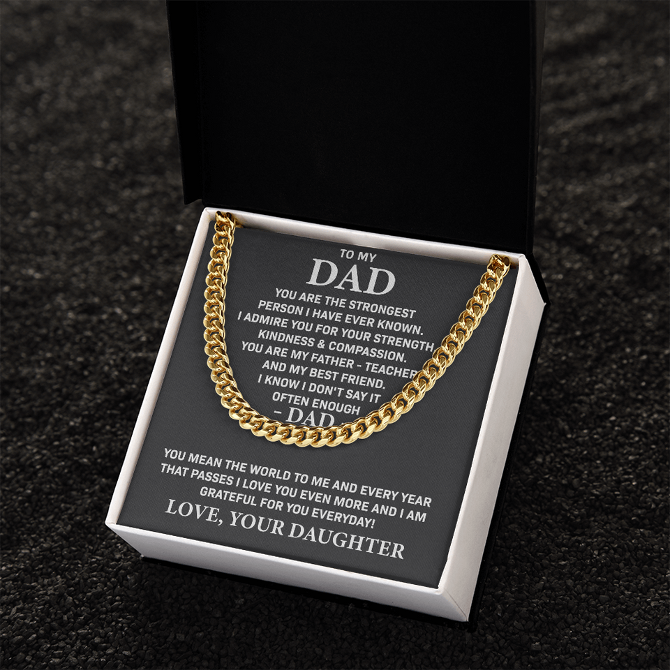 To My Dad - You are my father teacher and my best friend, Gift for Dad, Birthday Gift, Father's Day Gift, Cuban Link Chain Necklace