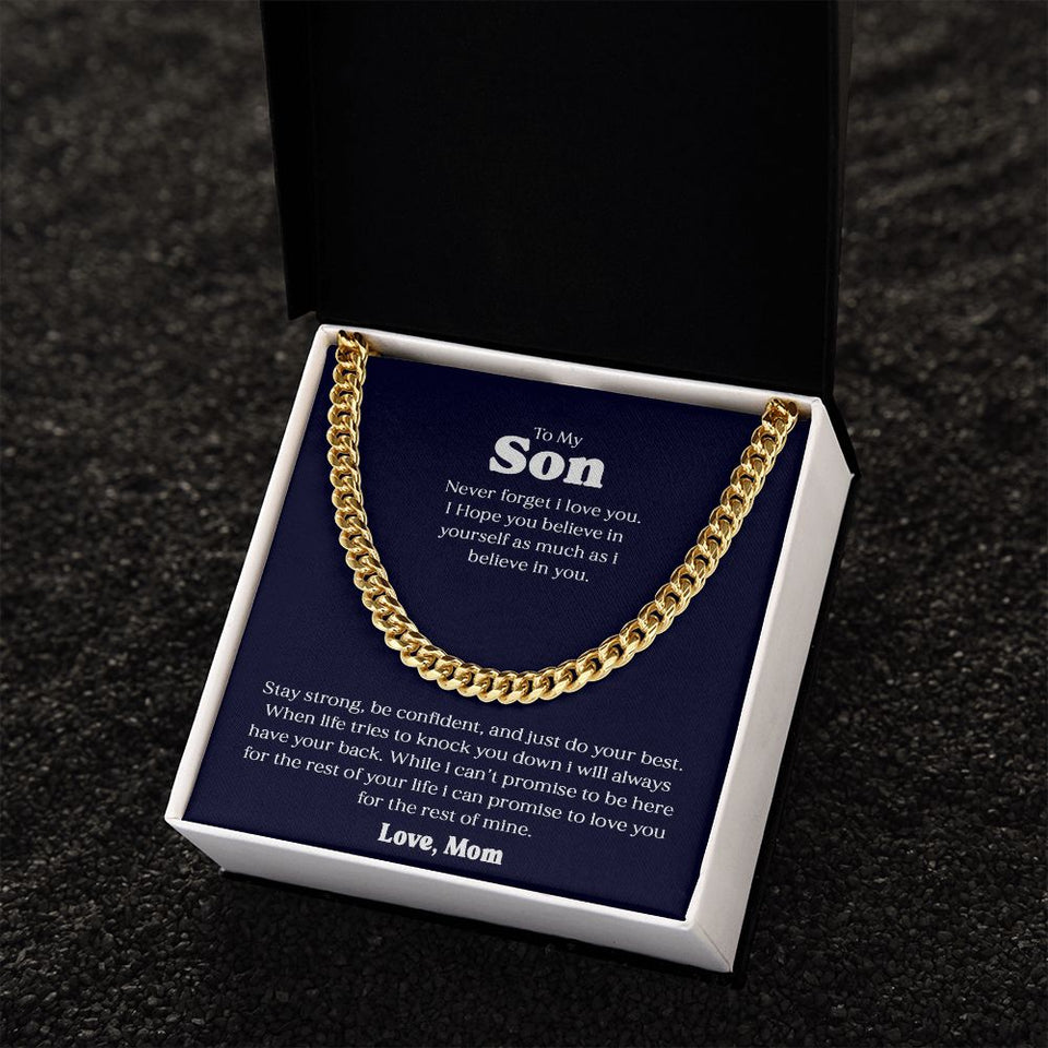 To My Son Gift From Mom I Never Forget I Love You I Cuban Link Chain Necklace