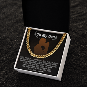 Necklace for Dad From Daughter, You Will Always Be My Greatest Hero, Birthday Gift, Father's Day Gift for Dad, Cuban Link Chain Necklace