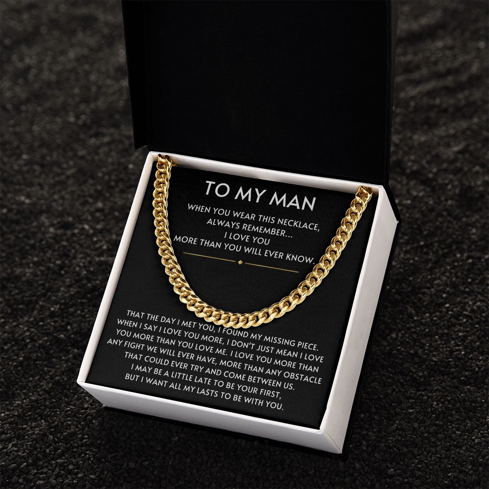 To my Man- Always Remember Cuban Link Chain-Black