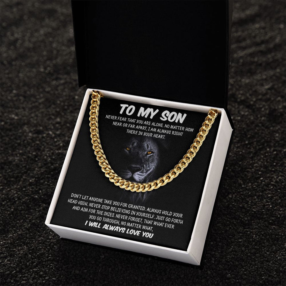 My Son | Never Fear - Cuban Link Chain Gift For Mom, necklace For Wife, Gift For Mother's Day