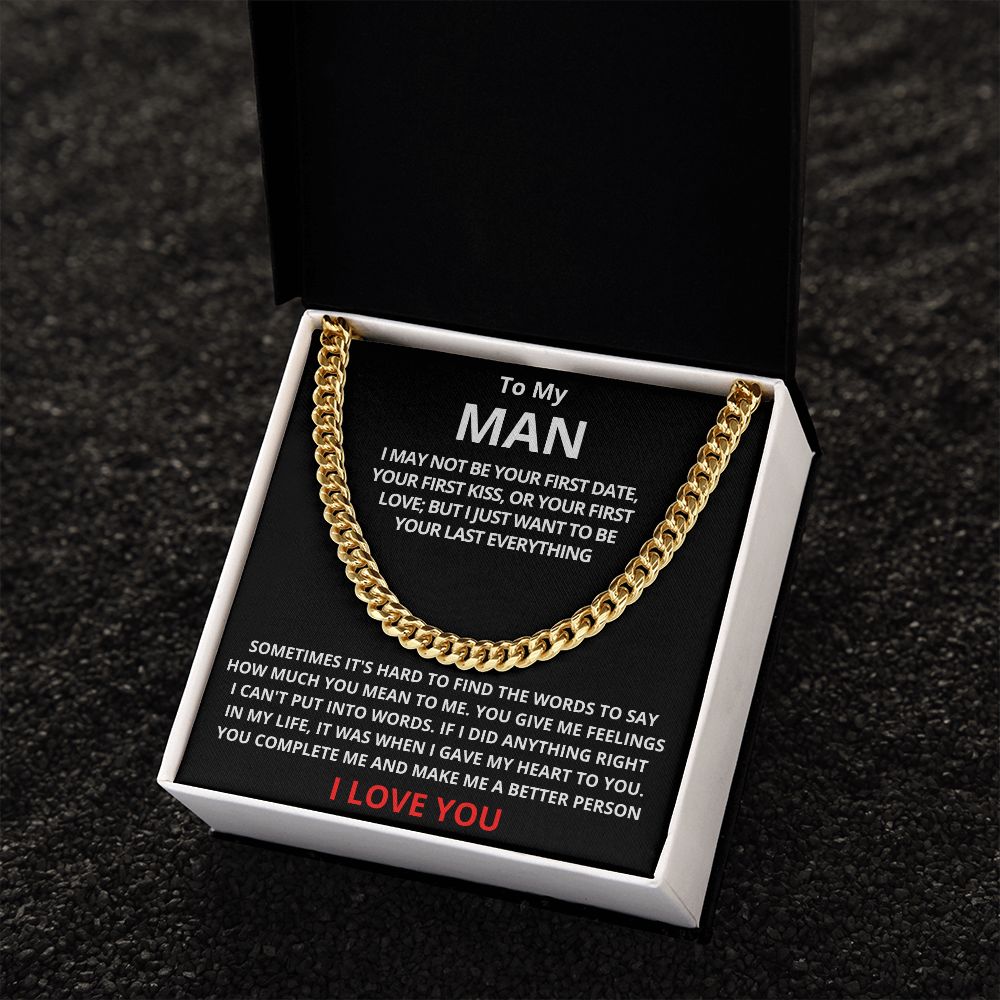 To My Man Cuban Link Chain (Stainless Steel) Gift For Mom, necklace For Wife, Gift For Mother's Day
