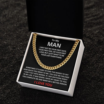To My Man Cuban Link Chain (Stainless Steel) Gift For Mom, necklace For Wife, Gift For Mother's Day