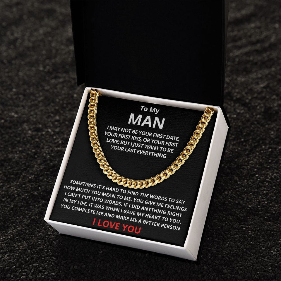 To My Man Cuban Link Chain (Stainless Steel) Gift For Mom, necklace For Wife, Gift For Mother's Day