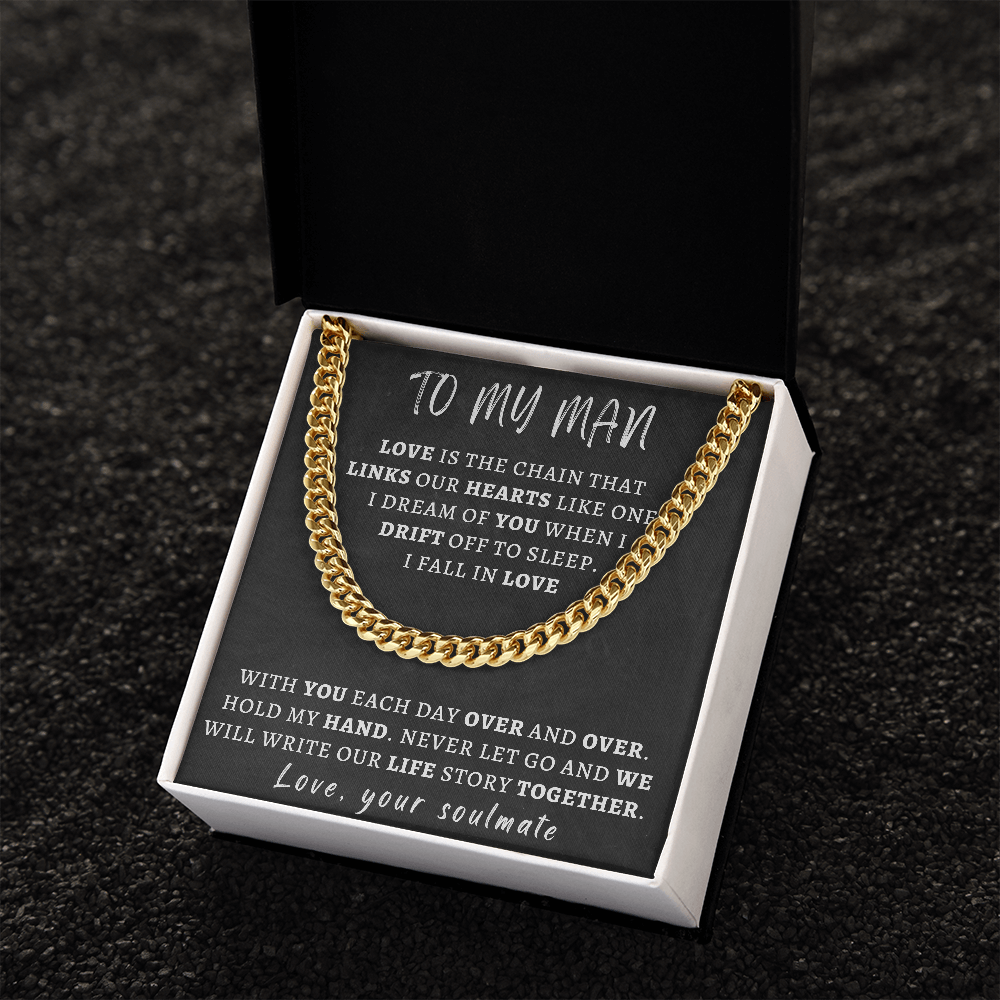 Necklace for Man - We Will Write Our Life Story Together, Birthday Gift for Man, Anniversary Gift, Cuban Link Chain Necklace