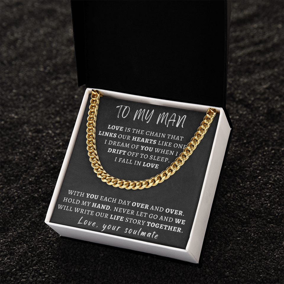 Necklace for Man - We Will Write Our Life Story Together, Birthday Gift for Man, Anniversary Gift, Cuban Link Chain Necklace