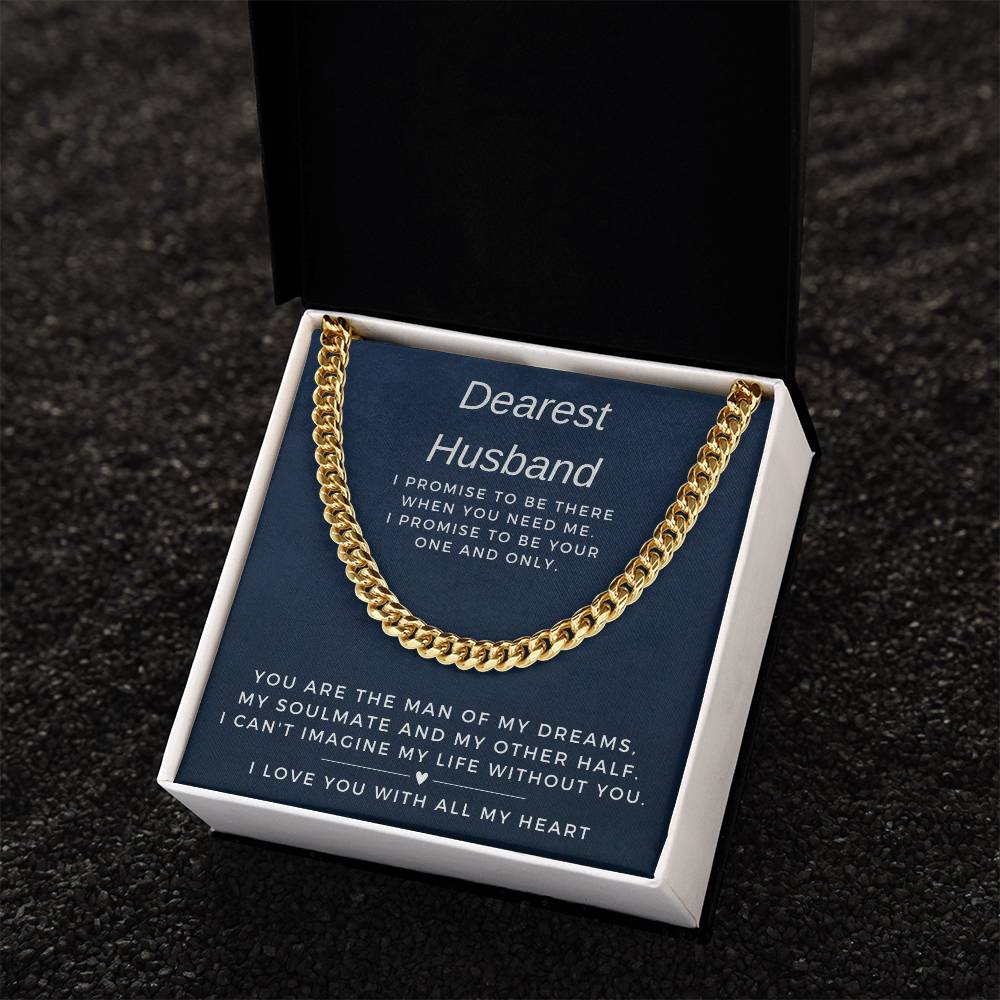 Dearest Husband Cuban Link Chain Necklace for Men