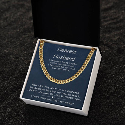 Dearest Husband Cuban Link Chain Necklace for Men
