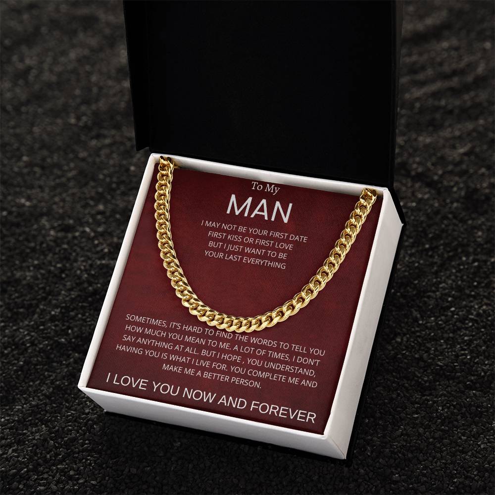 To My Man Cuban Link Chain Necklace Gift for Boyfriend Husband or Soulmate