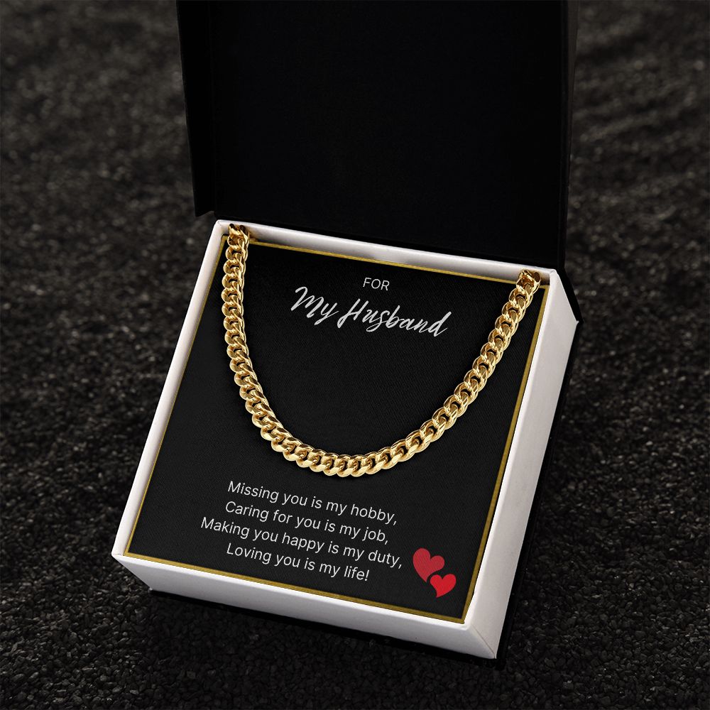 For My Husband necklace, Loving You Is My Life - Cuban Link Chain For Husband