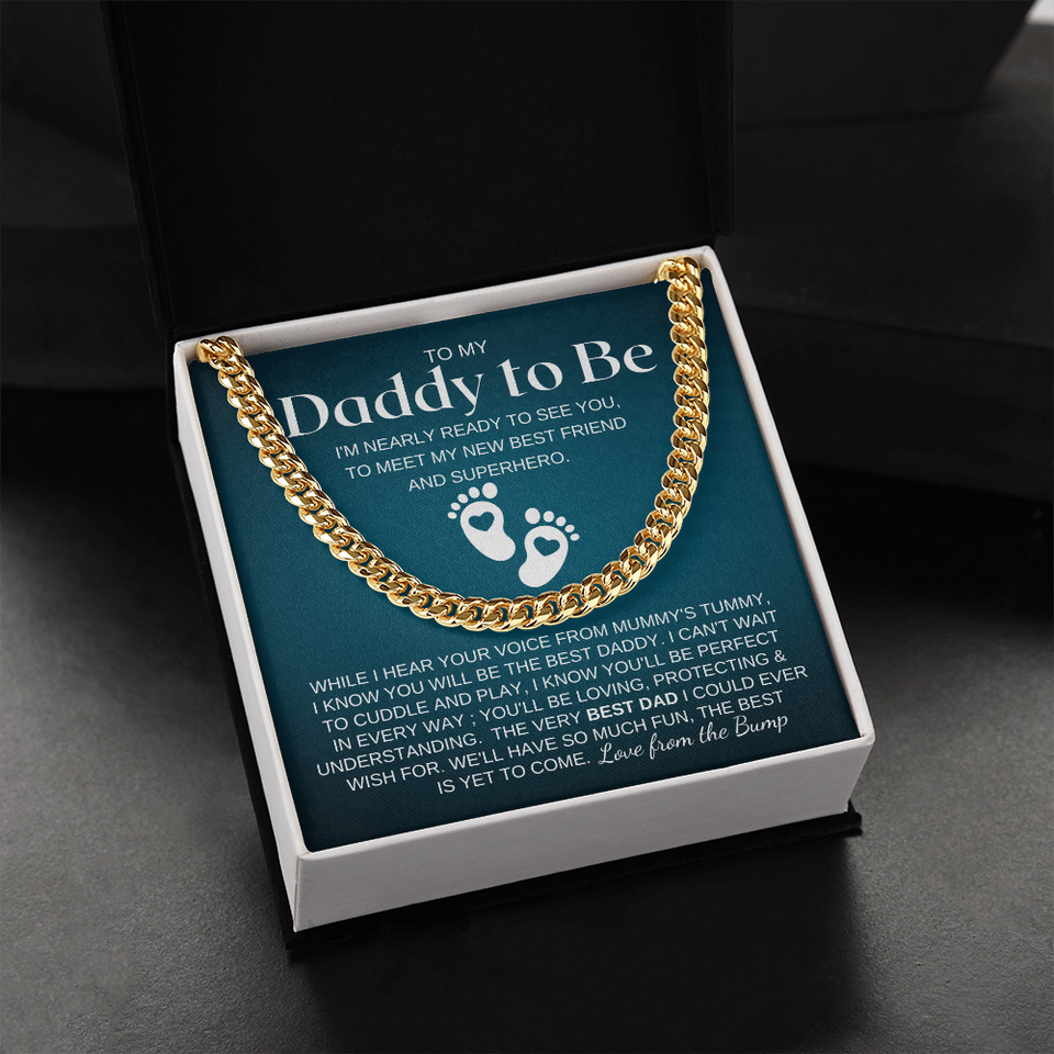 Gold Cuban Link Chain, Necklace, Jewelry, Quotes To My Daddy To Be, Father's Day Gift From Bump