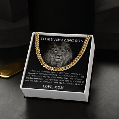 To My Amazing Son necklace, Believe - Length Adjustable Cuban Link Chain For Son