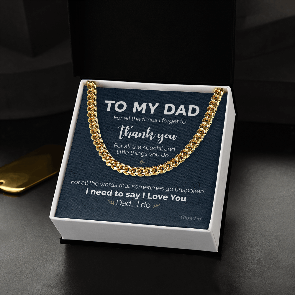 Pamaheart- To My Dad - Thank you for all - Cuban Link Chain, Gift For Man, Husband, Gift For Birthday, Christmas
