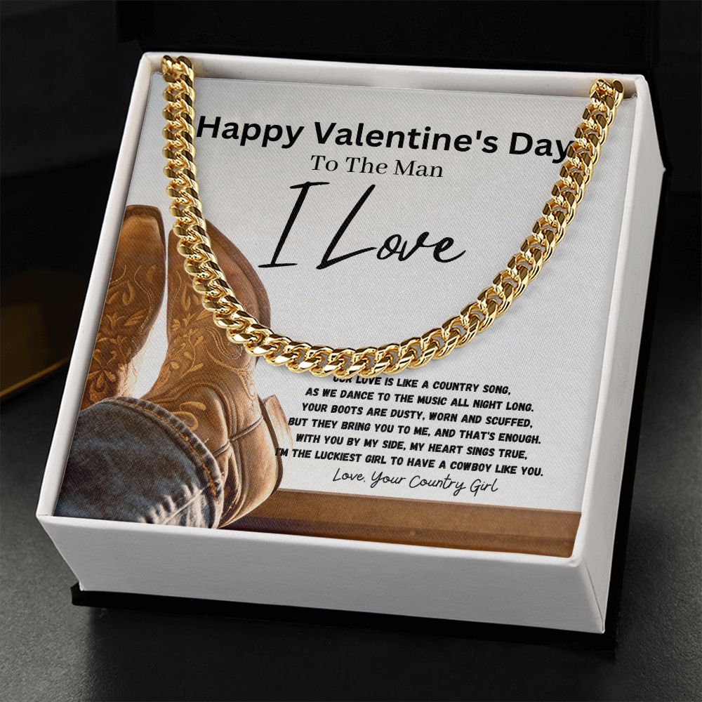 Happy Valentine's Day To The Man I Love Cuban Link Chain Necklace Gift For Mom, necklace For Wife, Gift For Mother's Day
